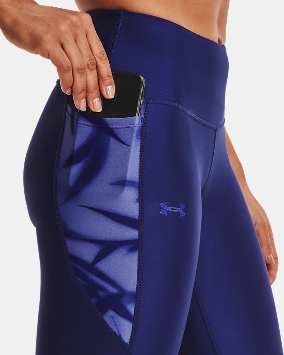Damen HeatGear® Armour Ankle-Leggings mit rutschsicherem Bund und farblich abgestimmten Einsatz, Blue, pdpMainDesktop image number 3